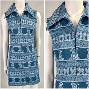 70s Vintage Blue Paisley Dress
